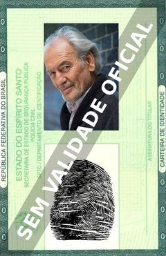 Imagem hipotética representando a carteira de identidade de Patrick Bauchau