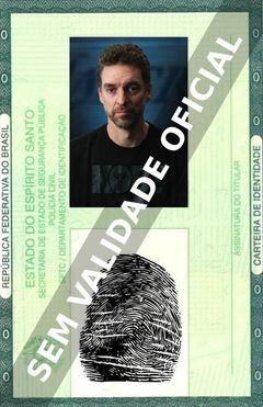 Imagem hipotética representando a carteira de identidade de Pau Gasol