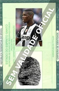 Imagem hipotética representando a carteira de identidade de Paul Pogba