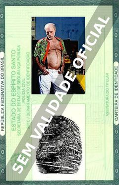 Imagem hipotética representando a carteira de identidade de Paulo César Peréio