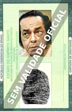 Imagem hipotética representando a carteira de identidade de Paulo Gracindo