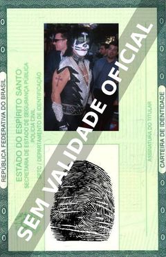 Imagem hipotética representando a carteira de identidade de Peter Criss