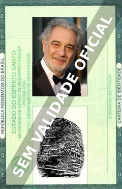 Imagem hipotética representando a carteira de identidade de Plácido Domingo