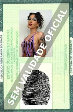 Imagem hipotética representando a carteira de identidade de Priscilla Alcantara