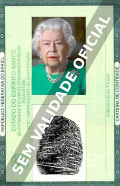 Imagem hipotética representando a carteira de identidade de Queen Elizabeth II