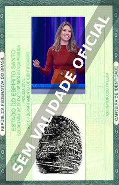Imagem hipotética representando a carteira de identidade de Rebeca Abravanel