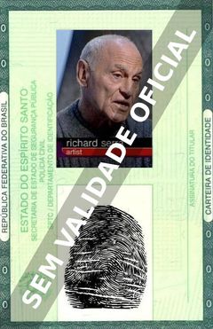 Imagem hipotética representando a carteira de identidade de Richard Serra