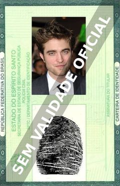 Imagem hipotética representando a carteira de identidade de Robert Pattinson