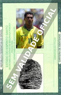 Imagem hipotética representando a carteira de identidade de Romário