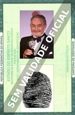 Imagem hipotética representando a carteira de identidade de Roy Dotrice