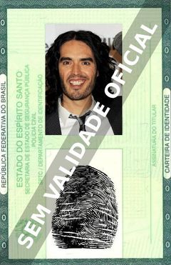 Imagem hipotética representando a carteira de identidade de Russell Brand