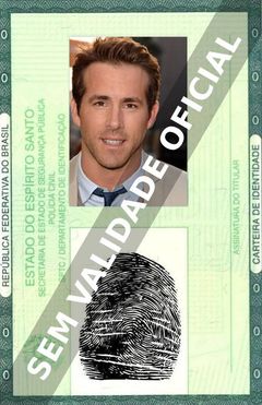 Imagem hipotética representando a carteira de identidade de Ryan Reynolds