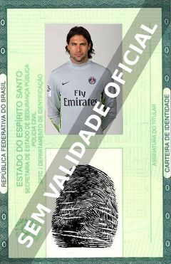 Imagem hipotética representando a carteira de identidade de Salvatore Sirigu