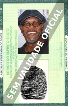 Imagem hipotética representando a carteira de identidade de Samuel L. Jackson
