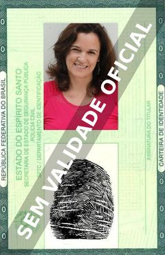 Imagem hipotética representando a carteira de identidade de Sandra Corveloni