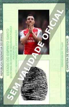 Imagem hipotética representando a carteira de identidade de Santi Cazorla