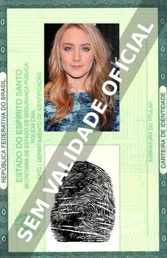 Imagem hipotética representando a carteira de identidade de Saoirse Ronan