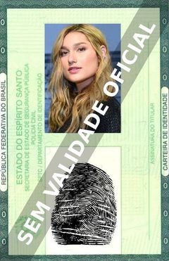 Imagem hipotética representando a carteira de identidade de Sasha Meneghel