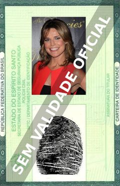 Imagem hipotética representando a carteira de identidade de Savannah Guthrie