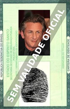 Imagem hipotética representando a carteira de identidade de Sean Penn
