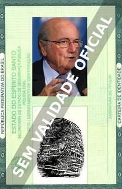 Imagem hipotética representando a carteira de identidade de Sepp Blatter