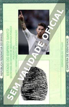 Imagem hipotética representando a carteira de identidade de Sergio Ramos