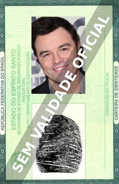 Imagem hipotética representando a carteira de identidade de Seth MacFarlane