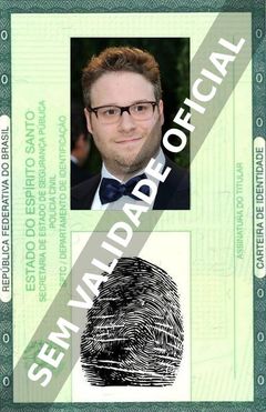 Imagem hipotética representando a carteira de identidade de Seth Rogen