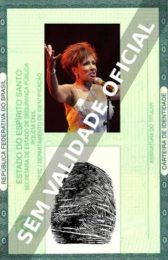 Imagem hipotética representando a carteira de identidade de Shirley Bassey