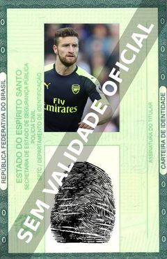 Imagem hipotética representando a carteira de identidade de Shkodran Mustafi