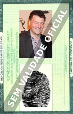 Imagem hipotética representando a carteira de identidade de Steven Moffat