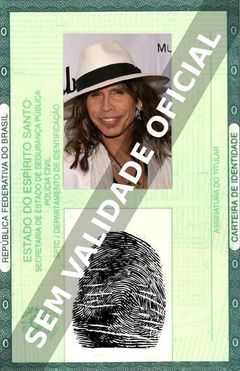 Imagem hipotética representando a carteira de identidade de Steven Tyler