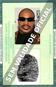 Imagem hipotética representando a carteira de identidade de Stevie Wonder