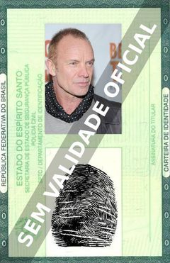 Imagem hipotética representando a carteira de identidade de Sting