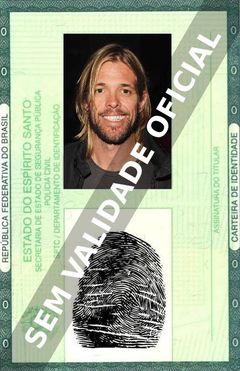 Imagem hipotética representando a carteira de identidade de Taylor Hawkins