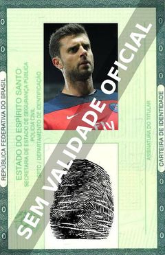 Imagem hipotética representando a carteira de identidade de Thiago Motta