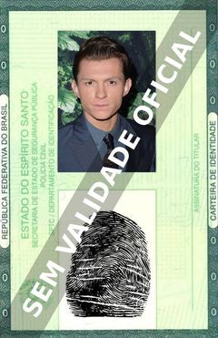 Imagem hipotética representando a carteira de identidade de Tom Holland
