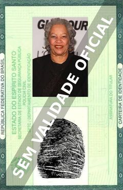 Imagem hipotética representando a carteira de identidade de Toni Morrison