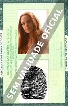 Imagem hipotética representando a carteira de identidade de Vanessa Gerbelli