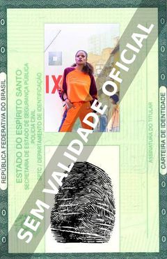 Imagem hipotética representando a carteira de identidade de Vaneza Oliveira