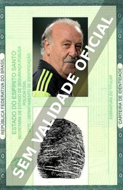 Imagem hipotética representando a carteira de identidade de Vicente del Bosque