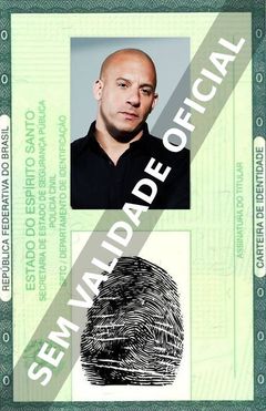 Imagem hipotética representando a carteira de identidade de Vin Diesel