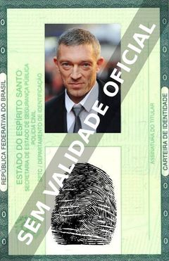 Imagem hipotética representando a carteira de identidade de Vincent Cassel