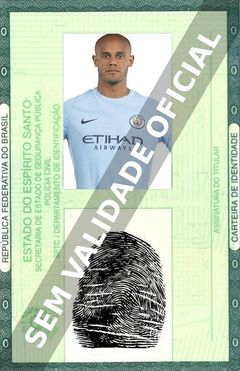 Imagem hipotética representando a carteira de identidade de Vincent Kompany