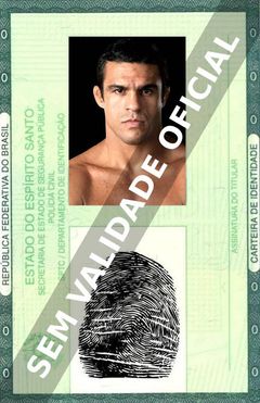Imagem hipotética representando a carteira de identidade de Vitor Belfort