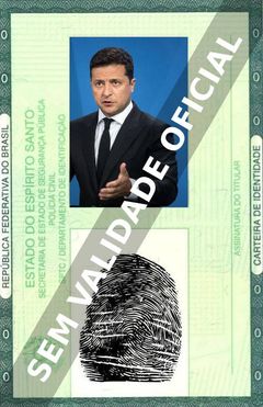 Imagem hipotética representando a carteira de identidade de Volodymyr Zelenski
