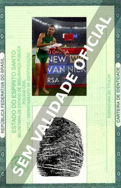Imagem hipotética representando a carteira de identidade de Wayde van Niekerk