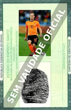 Imagem hipotética representando a carteira de identidade de Wesley Sneijder