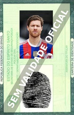 Imagem hipotética representando a carteira de identidade de Xabi Alonso