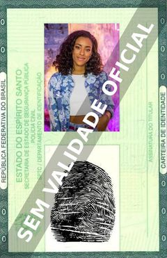 Imagem hipotética representando a carteira de identidade de Yara Charry